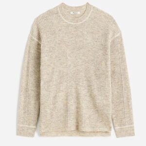 Madewell Ribbed Alpaca-Blend Crewneck Sweater Top Neutral Oversized Pullover XXL